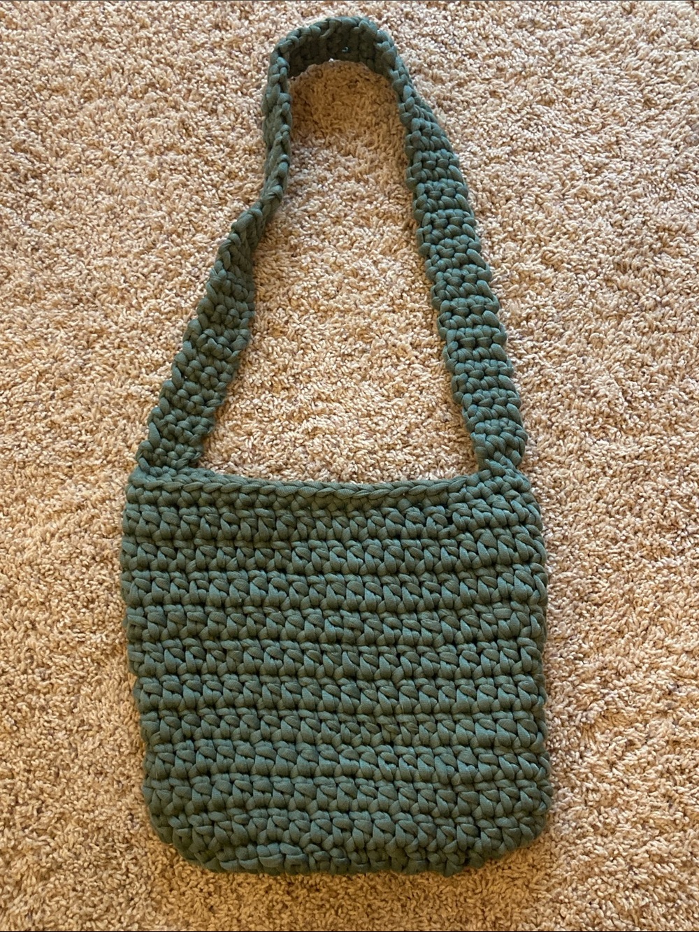 Handmade Crochet Shoulder Bag in Sage Green